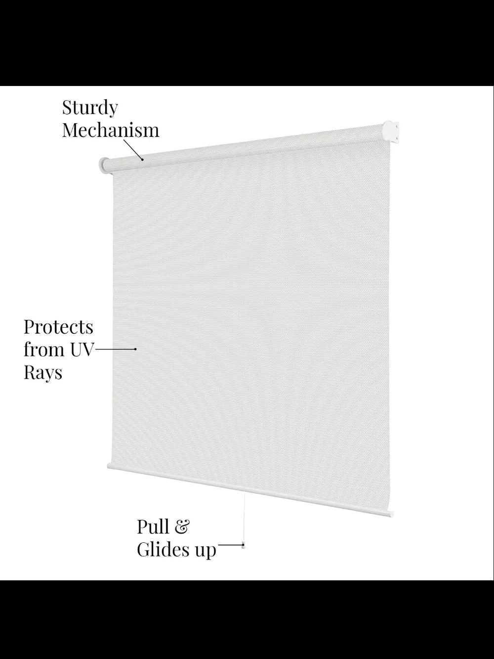 Roller Shades, Cordless Blind, Solar Blocking Silver with lace trim 29